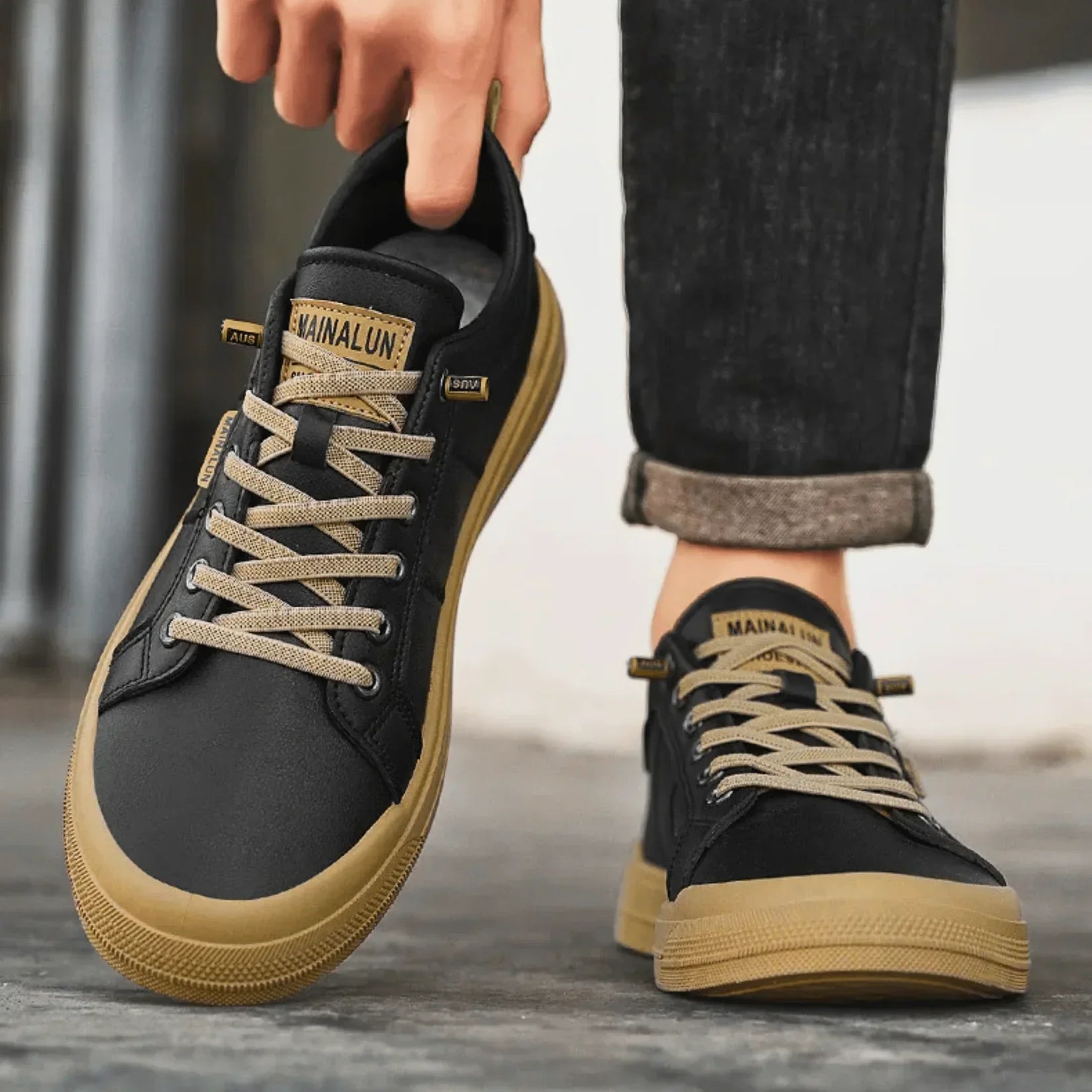 Fintan | Leren sneakers voor heren – Strak stedelijk ontwerp, lichtgewicht en ademend comfort