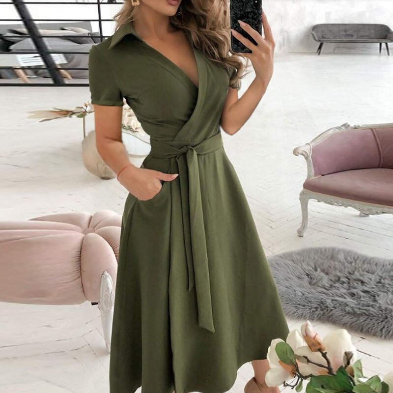 Falyra | Elegante midi-jurk voor dames – chique formele avondjurk