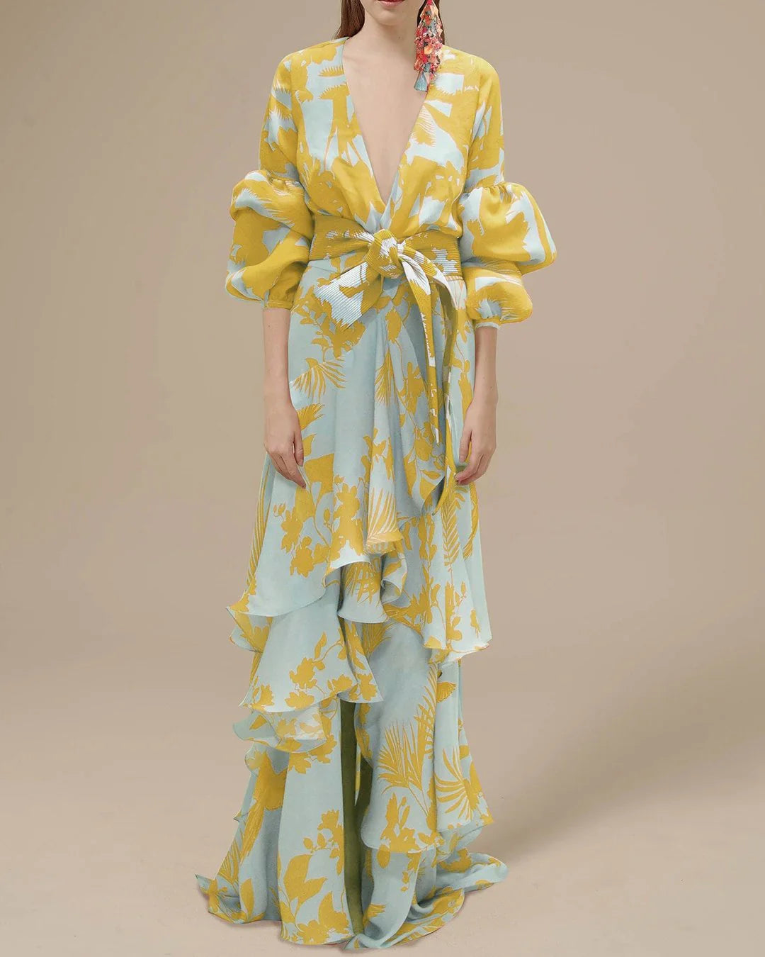 Eloriah | Damesjurk van chiffon met bloemenprint – zwierige maxi-jurk