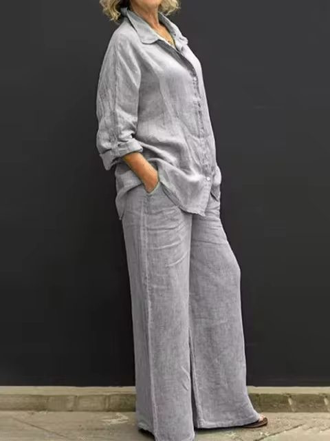 Felyn | Casual linnen set – Vintage zomerse outfit voor dames met losse pasvorm