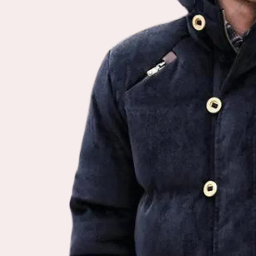 Hadron | Parka épaisse et matelassée pour homme avec capuche - veste d'hiver chaude aspect daim, isolée