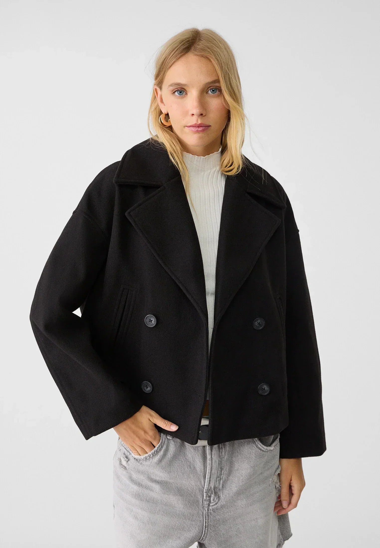 Serelle | Kurzer Damenmantel mit Doppelknopfverschluss – Stilvolle Freizeitjacke im klassischen Design